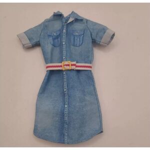 BARBIE Jean Denim Dress Fashionista Fashion Doll Collar Belted Mini Mattel